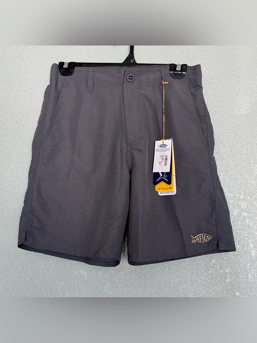 AFTCO AFTECH Cargo Fishing Shorts Athletic Fit Gray 28 UPF 50